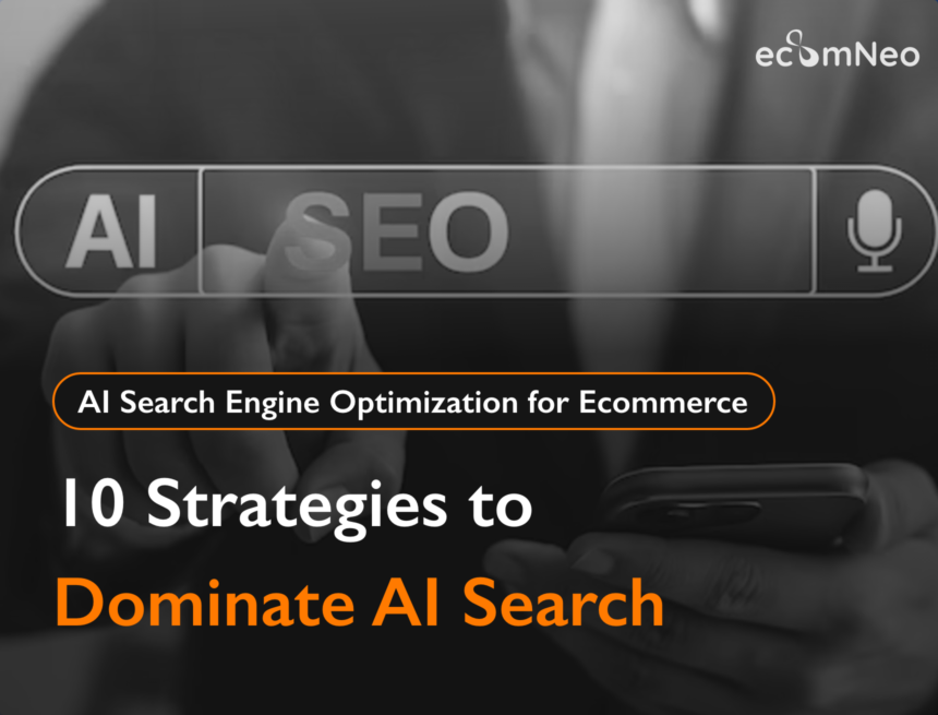 AI search engine optimization blog banner voice and AI search engine optimization for ecommerce