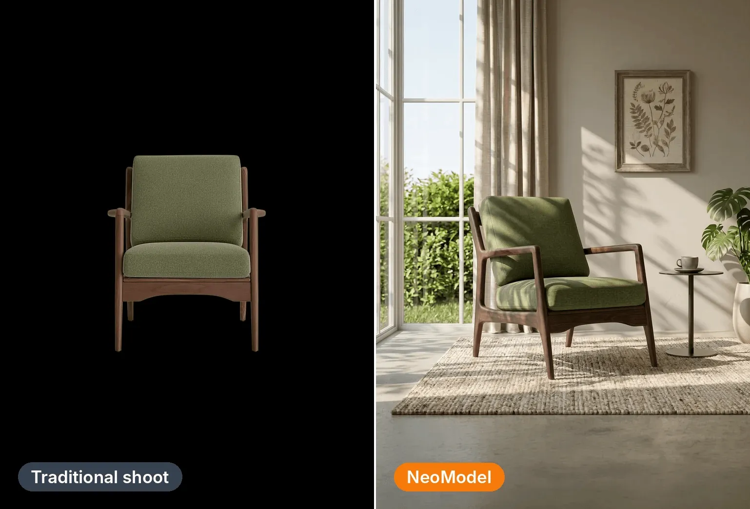 Inputs: traditional studio shoots vs NeoModel
