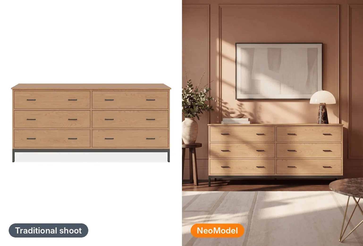 Output: traditional studio shoots vs NeoModel